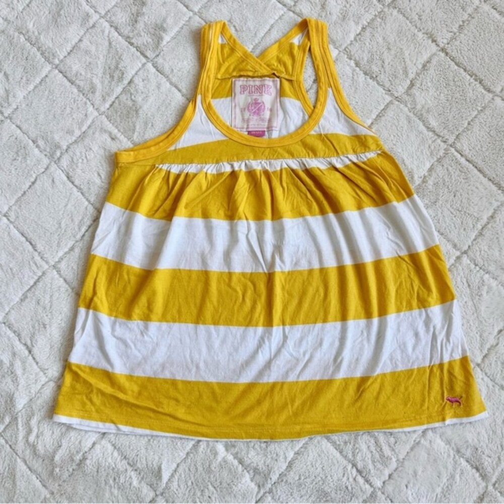 Victoria's Secret PINK | Vintage Yellow and White Striped Tank Top | Size Small